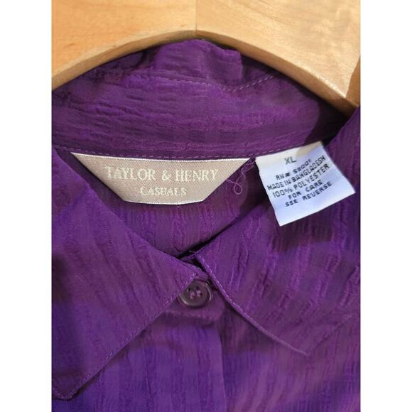 Taylor & Henry Casuals womens windowpane Pattern long sleeves button-down Blouse - Picture 5 of 7